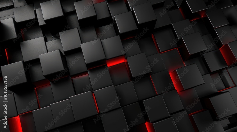 Fototapeta premium Abstract Black and Red Cubes