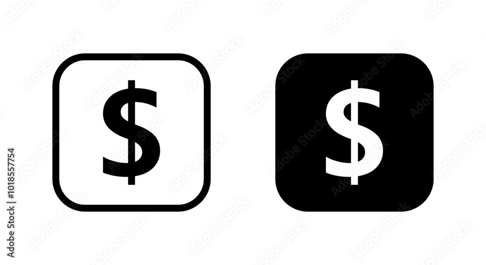 US dollar logo icon on black square. USD money concept US dollar logo icon on black square. USD money concept