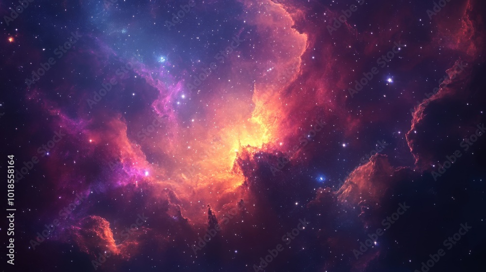 Obraz premium Bright nebula explosion in deep space