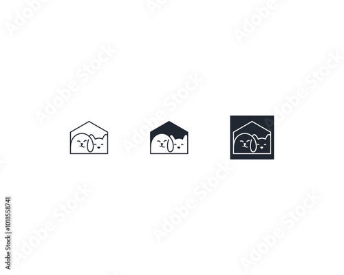 Dog and cat logo design template vector, line of pet logo design suitable for pet shop, store, cafe, business, hotel, veterinary clinic, Domestic animals vector illustration logotype, sign and symbol.