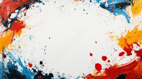 Wallpaper Mural Abstract Painting with Red, Yellow, and Blue Splashes on Canvas Torontodigital.ca