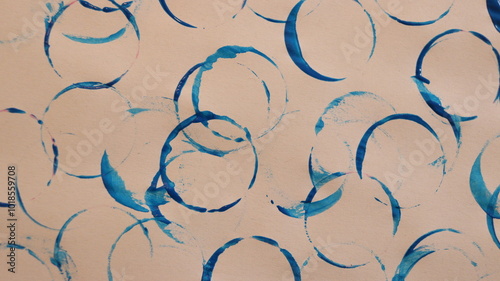 Blue Painted Circle Print Making Pattern Texture
