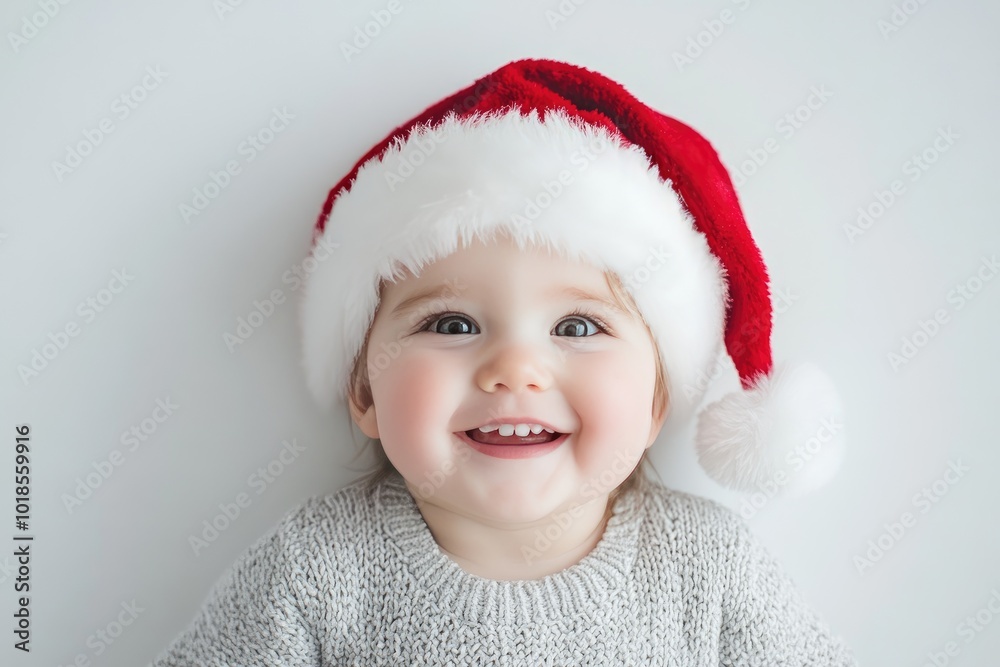 Portrait of a Smiling Baby Wearing a Santa Hat Portrait of a Smiling Baby Wearing a Santa Hat
