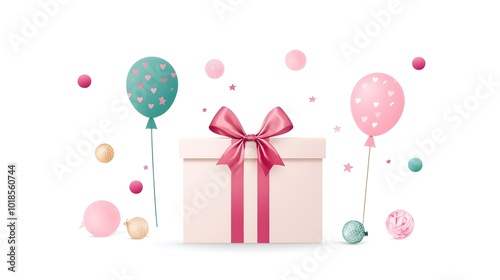 Festive Gift Box Wrapped in Metallic Foil with Shiny Ribbon - Perfect Illustration for Celebrations and Special Occasions