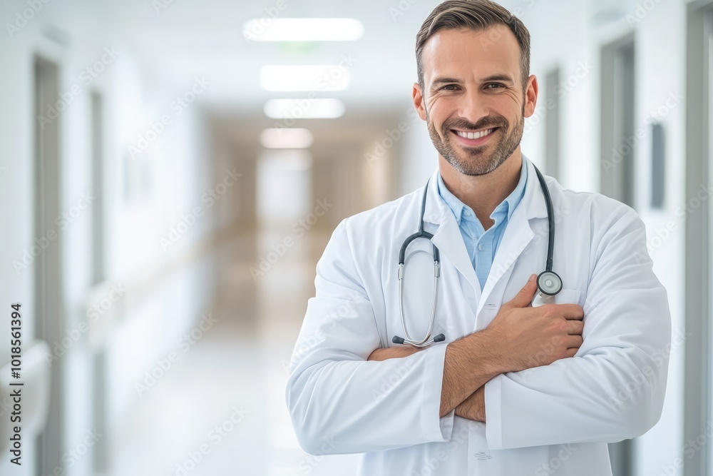 male doctor in front of the clinic male doctor in front of the clinic