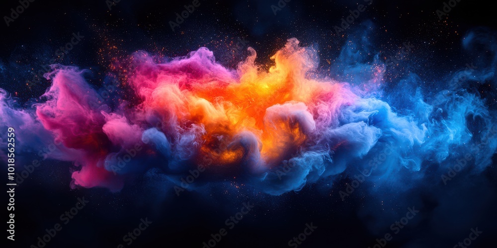 Abstract Swirling Cloud of Vibrant Colors with Ethereal Glow and Scattered Sparks Abstract Swirling Cloud of Vibrant Colors with Ethereal Glow and Scattered Sparks