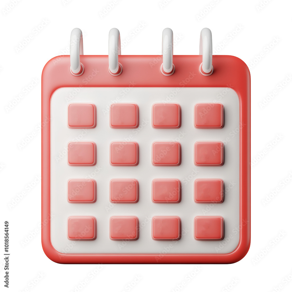 red with white calendar 3d render icon isolated on transparent background cutout red with white calendar 3d render icon isolated on transparent background cutout