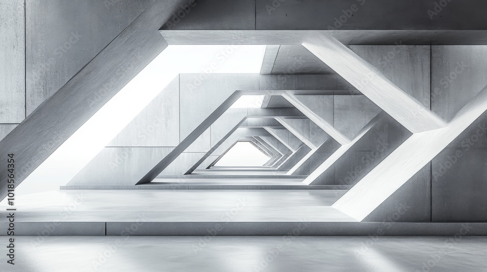 Fototapeta premium Abstract Concrete Architectural Structure with Geometric Shapes and a Perspective View