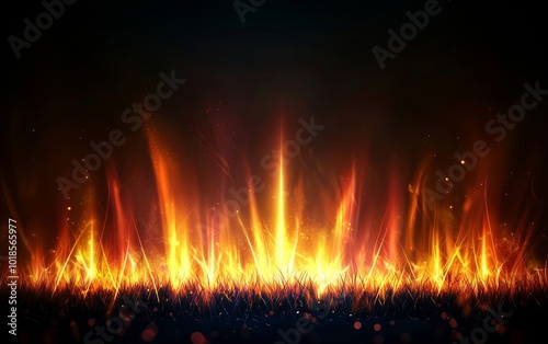 Vibrant flames dancing against a dark background, creating a mesmerizing effect.