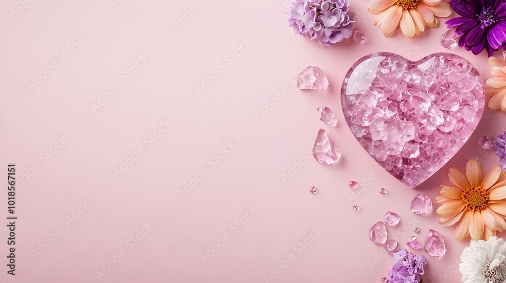Radiant Crystal Heart Wrapped in Vibrant Flowers - Enchanting Fantasy Light Surrounding Delicate Petals for Ethereal Imagery Radiant Crystal Heart Wrapped in Vibrant Flowers - Enchanting Fantasy Light Surrounding Delicate Petals for Ethereal Imagery