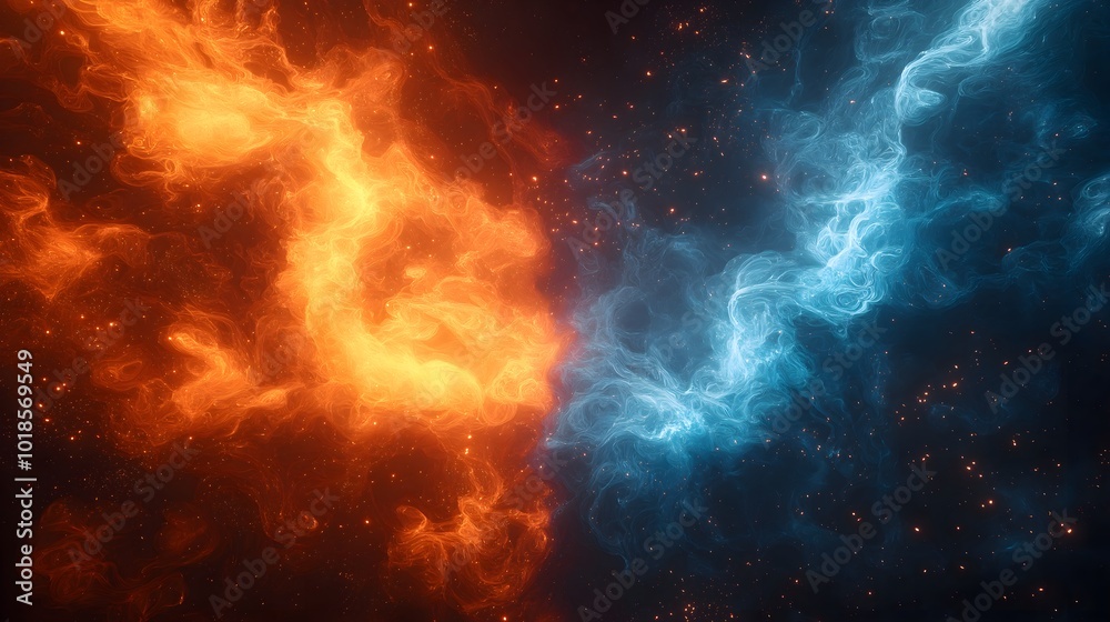 Swirling Clouds of Smoke, Divided Into Contrasting Red and Blue Hues Pattern Texture for Background, for Work or Design, High Resolution Wallpaper or Background Swirling Clouds of Smoke, Divided Into Contrasting Red and Blue Hues Pattern Texture for Background, for Work or Design, High Resolution Wallpaper or Background