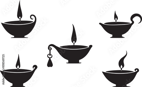 Candle icon set. Vector illustration isolated on a white background