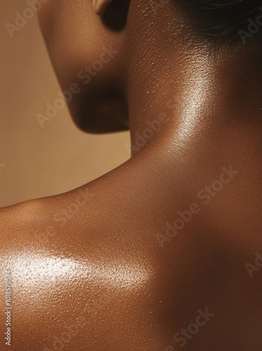 Wallpaper Mural Close-up of glowing, moisturized skin on a person's neck and shoulder, highlighting hydration, skincare, and healthy radiance in soft lighting. Torontodigital.ca