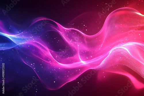 Abstract waves of pink, purple, and blue light flow in a fluid and dynamic motion, symbolizing energy, creativity, and the seamless blend of colors in digital art.