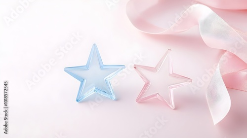 Pastel Crystal Star Shimmering Over Dreamy Sky - Enchanted Elegance in a Magical Atmosphere for Fantasy and Decoration