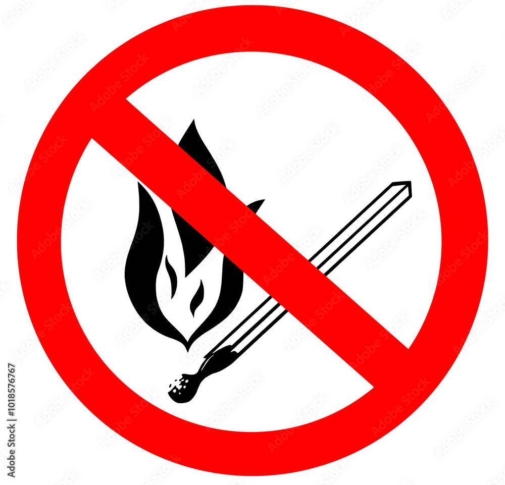 No open flames and smoking prohibited sign on a wall No open flames and smoking prohibited sign on a wall