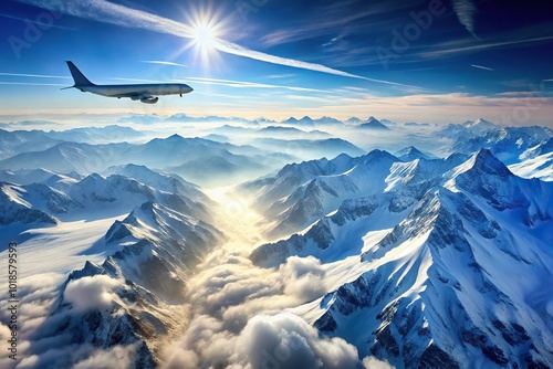 Aerial view of snowy mountains