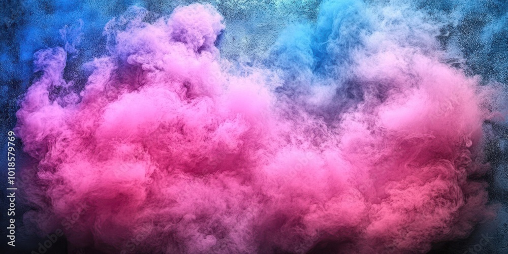 Obraz premium Abstract Swirling Smoke in Vibrant Pink and Blue Hues on a Dark Textured Background