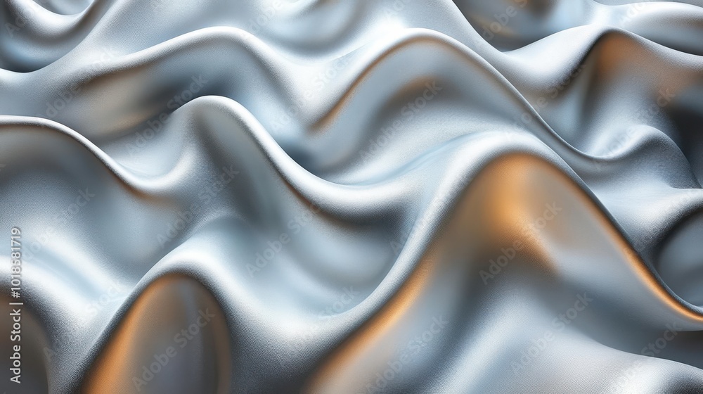 Fototapeta premium Abstract Metallic Texture A Silver Fabric with Subtle Shimmering Waves