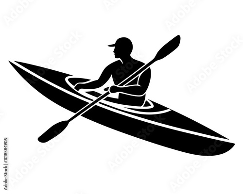 Kayaking Silhouette, Kayaking silhouette vector, Kayaking Clipart, Kayaking vector illustration