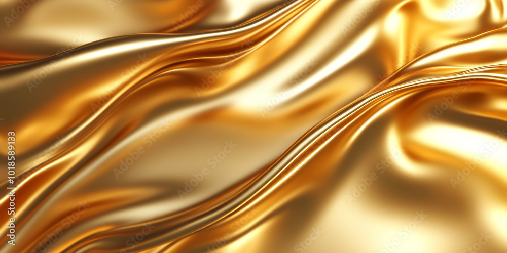 Golden silk fabric with smooth flowing texture. Luxurious background for design and wallpaper. Golden silk fabric with smooth flowing texture. Luxurious background for design and wallpaper.