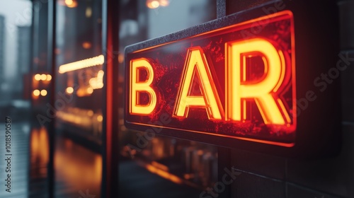 Wallpaper Mural A vibrant neon bar sign glowing in a city setting, creating an inviting atmosphere for nightlife and social gatherings. Torontodigital.ca