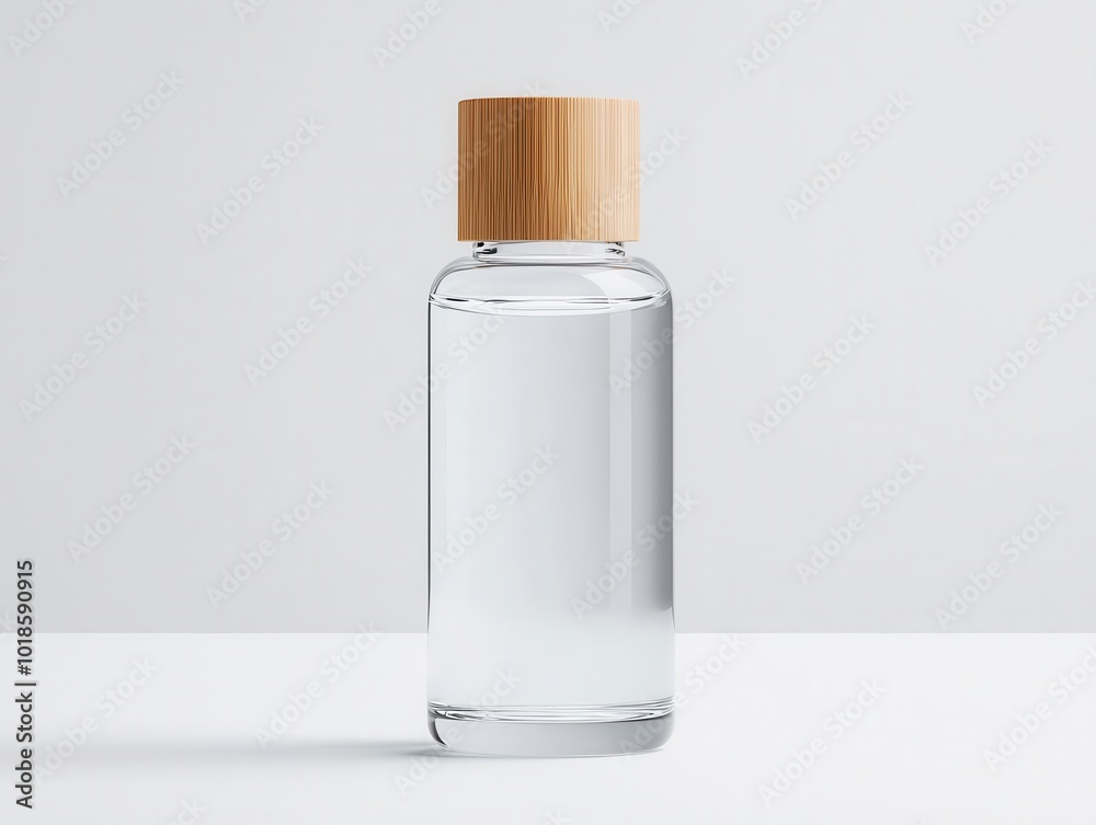 Organic facial toner in glass bottle with bamboo cap, sustainable beauty, eco-conscious packaging Organic facial toner in glass bottle with bamboo cap, sustainable beauty, eco-conscious packaging