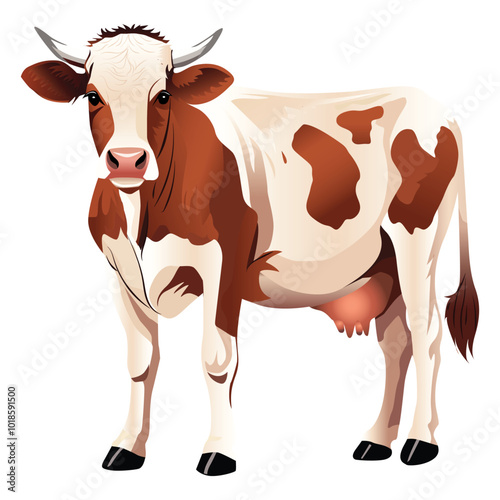 A detailed and realistic vector illustration of a cow or bull, perfect for branding, educational materials, or custom designs. Fully editable to suit various creative projects.