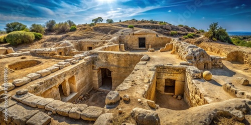Ancient burial ground from the Hellenistic period, Makronissos Tombs, worm's eye view photo