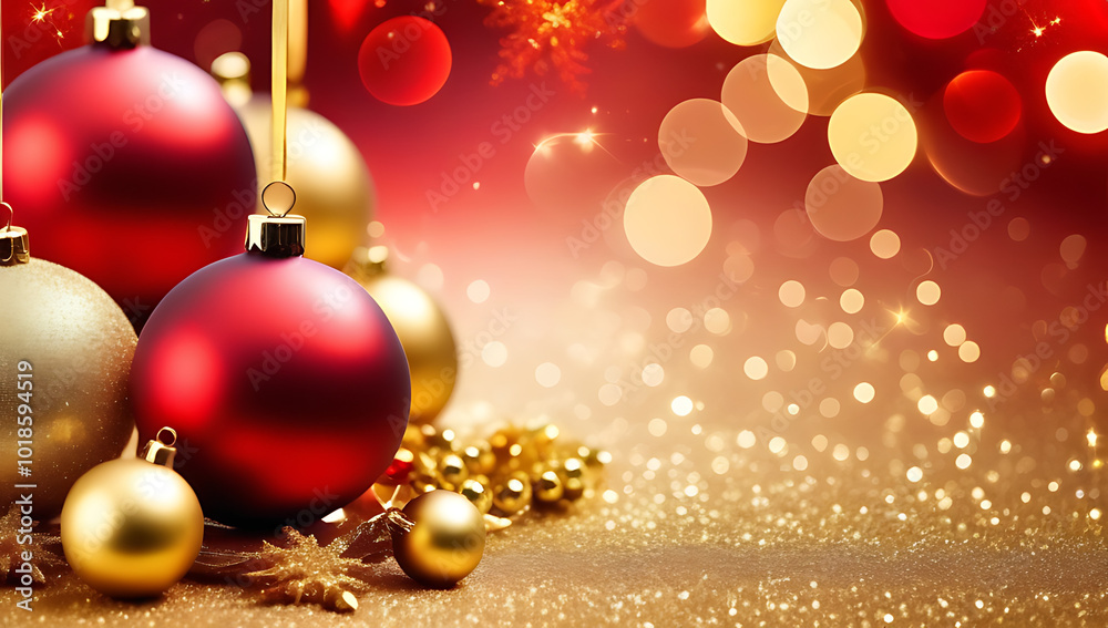 red gold christmas decorations glittery background creating festive sparkle red gold christmas decorations glittery background creating festive sparkle