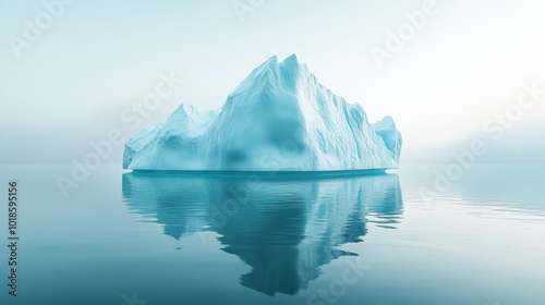 A Single Iceberg Floating in Calm Water