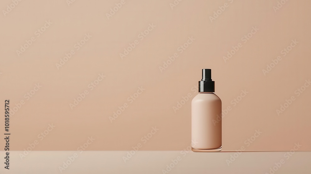Subtle matte foundation in sleek glass bottle, minimalist makeup, natural flawless look Subtle matte foundation in sleek glass bottle, minimalist makeup, natural flawless look