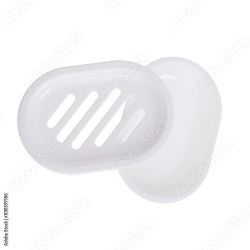 Set open soap dishes from different views isolated