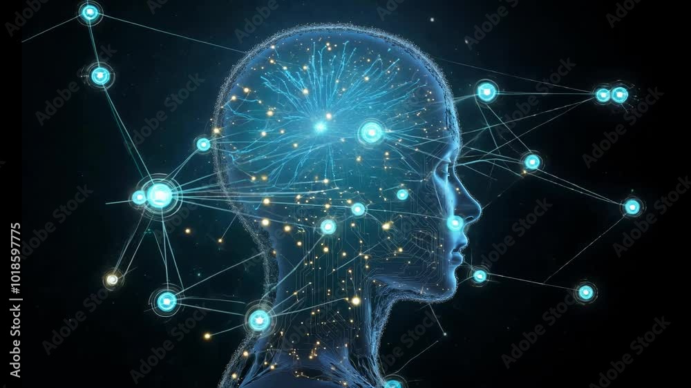 Video Stock Digital brain connected to data center. Artificial ...