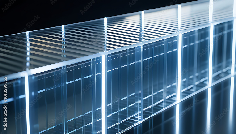 two transparent corrugated polycarbonate panels intricately rendered structure two transparent corrugated polycarbonate panels intricately rendered structure