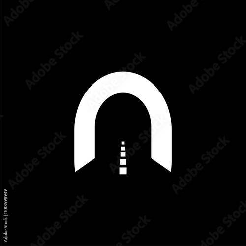 Roadway and tunnel icon isolated on white background.