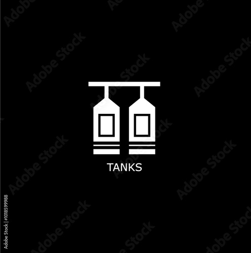 Two tanks icon isolated on black background .