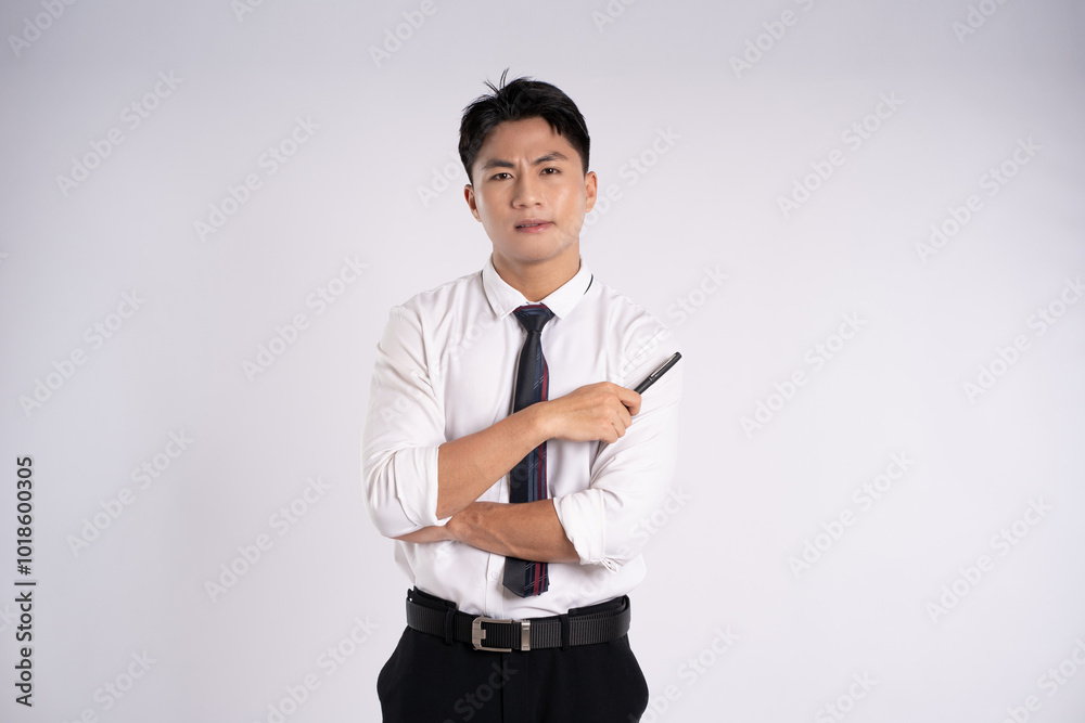 Portrait of young Asian business man posing on white background Portrait of young Asian business man posing on white background