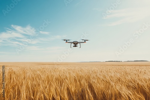 Drone Over Wheat Field with Summer Landscape. AI generated illustration