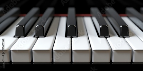 Close-up of Piano Keys with a Shallow Depth of Field, Emphasizing Texture and the Relationship Between Black and White Keys