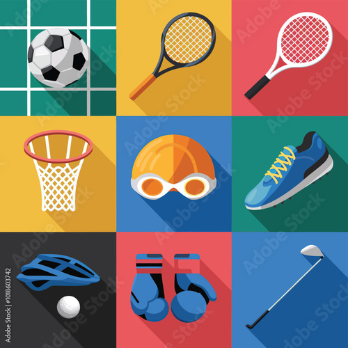 vector illustration hires with eps collection for sport icon activities and equipment tools sport items
 photo