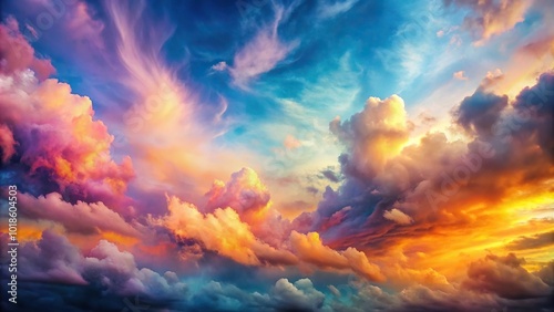 Asymmetrical colorful clouds abstract ethereal painterly mood sky