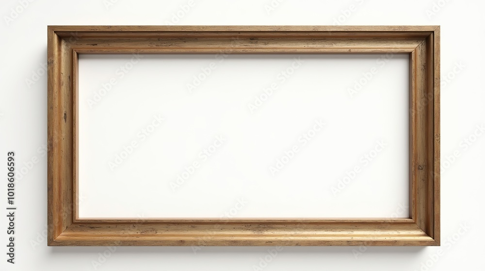 Elegant wooden painting frame on white background for luxury decor