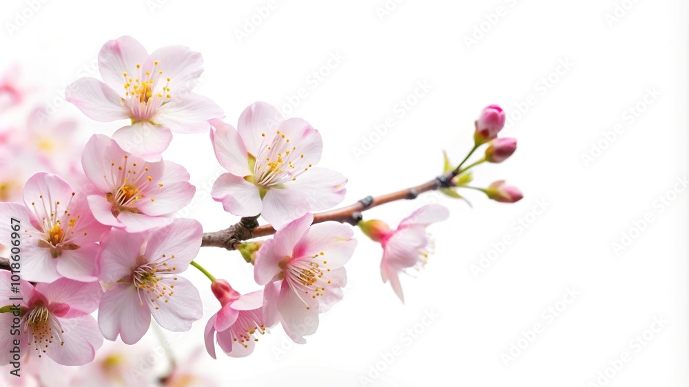 Asymmetrical Japanese light pink Sakura flower isolated on white background Asymmetrical Japanese light pink Sakura flower isolated on white background
