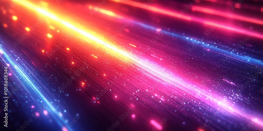 Abstract Neon Lights Background with Vivid Streaks of Color and Glowing Particles Abstract Neon Lights Background with Vivid Streaks of Color and Glowing Particles