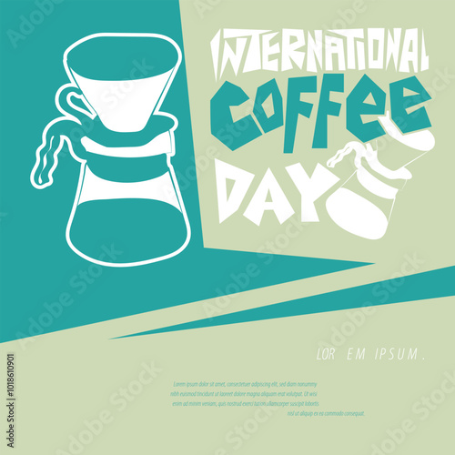 Flat design for international coffee day with coffee dripper design