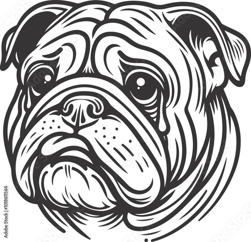 Emotional bulldog silhouette vector design