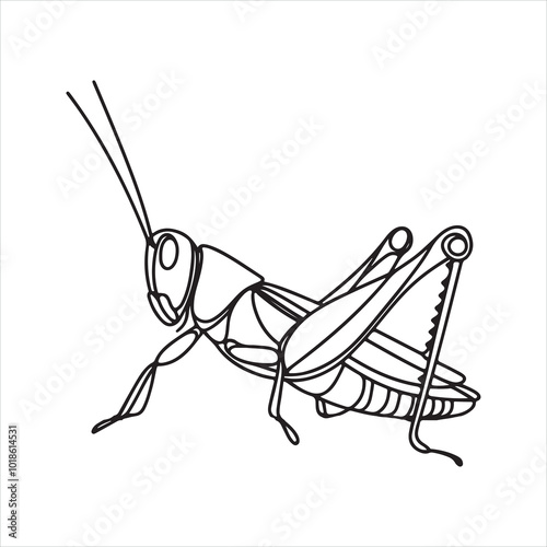 single one line grasshopper silhouette on white background
