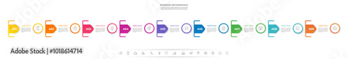 Business vector infographic design template. Circle timeline with icons and 9 nine arrows or steps. Used for process diagram, presentations, workflow layout, info graph, banner, flow chart