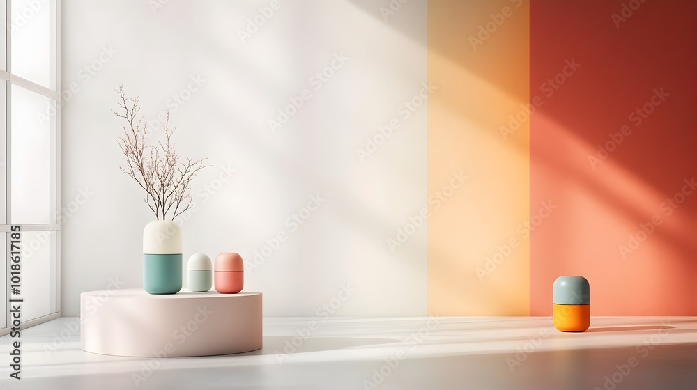 Prismatic 3D studio setup with transparent pedestal gradient shadow effect from window product presentation mockup basking in daylight Digital capture with detail in an avant garde modernist Prismatic 3D studio setup with transparent pedestal gradient shadow effect from window product presentation mockup basking in daylight Digital capture with detail in an avant garde modernist